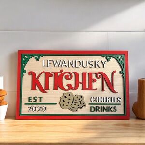 Personalized Kitchen Sign, Custom Wooden Family Name Sign, Christmas Kitchen